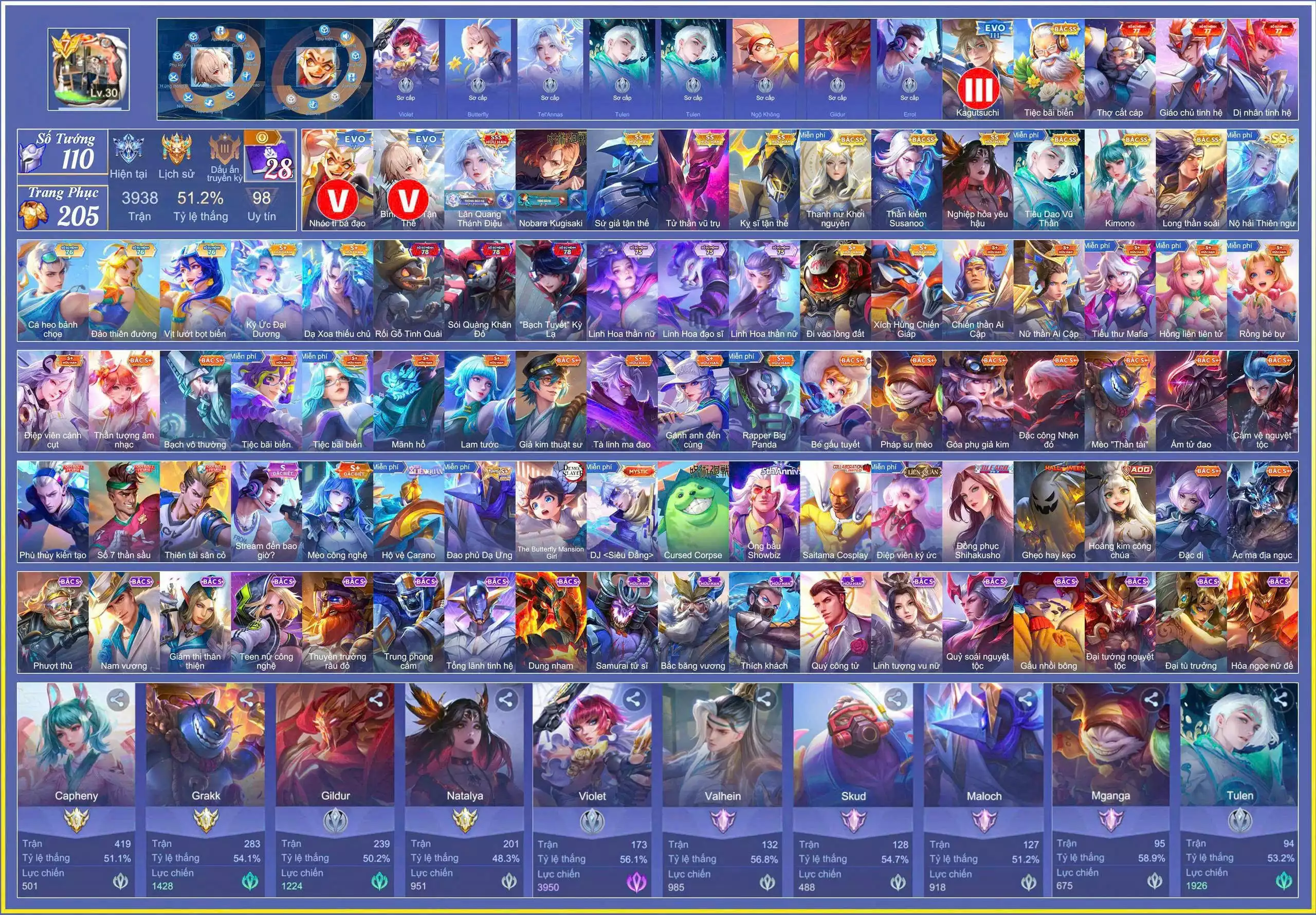 Butterfly EVO 5, Ngộ EVO 5, Tell Lân Quang, Violet Nobara, Eslu Tận Thế, Hayate Tử Thần, Triệu Vân Kỵ Sĩ,..dàn ss xin